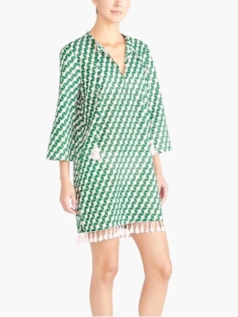 J Crew printed swim cover-up with tassels